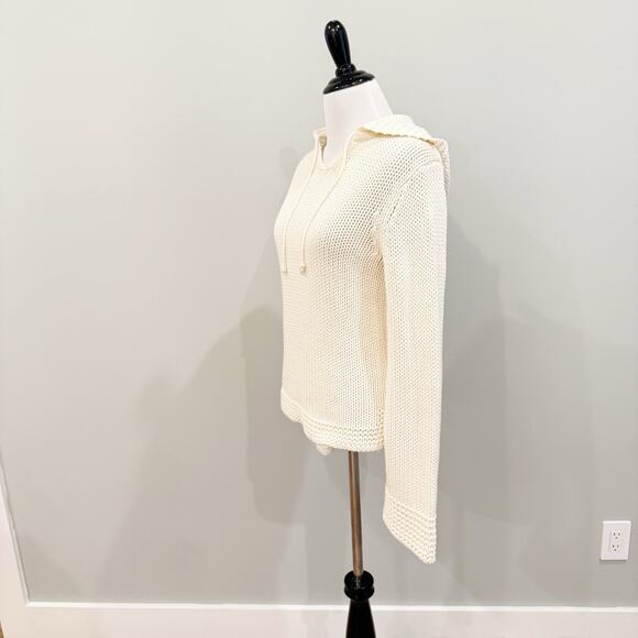 Vintage Y2K Gap Sweater Womens M Ivory 100% Cotton Bell Sleeve Chunky Fisherman - Picture 3 of 11